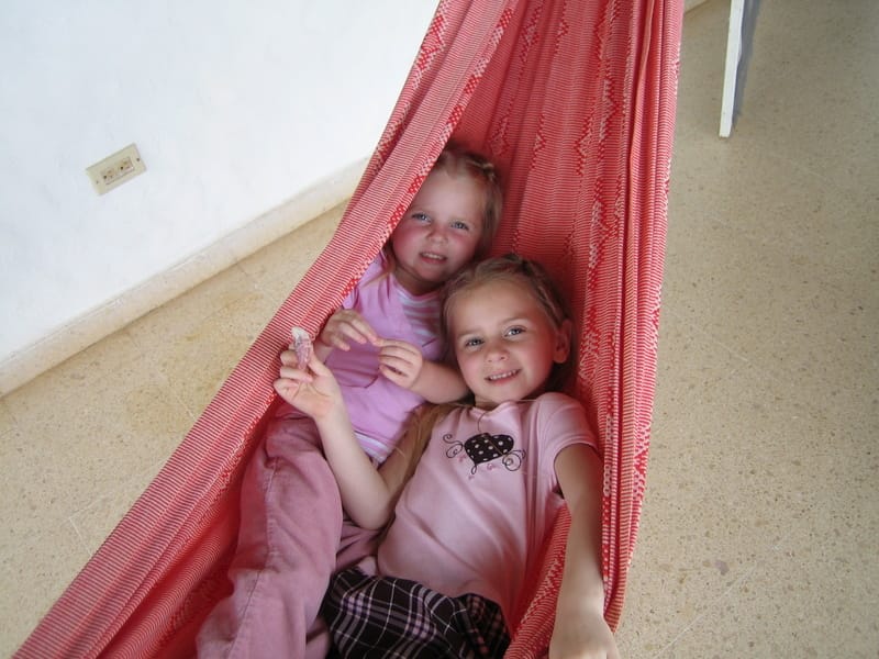 Emily and Marie in a hammock