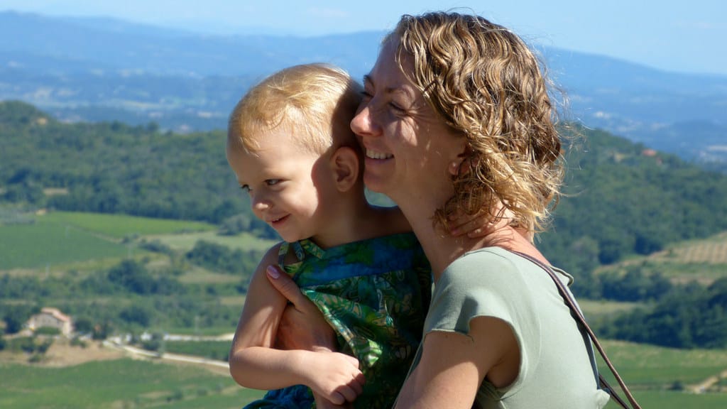 Mom and baby in Tuscany