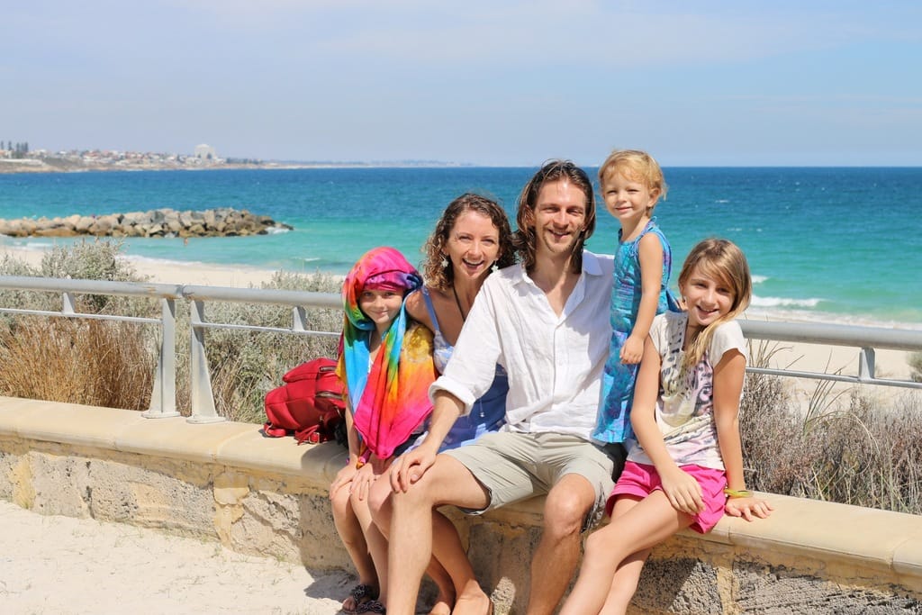 The five of us at the beach in Perth, Australia