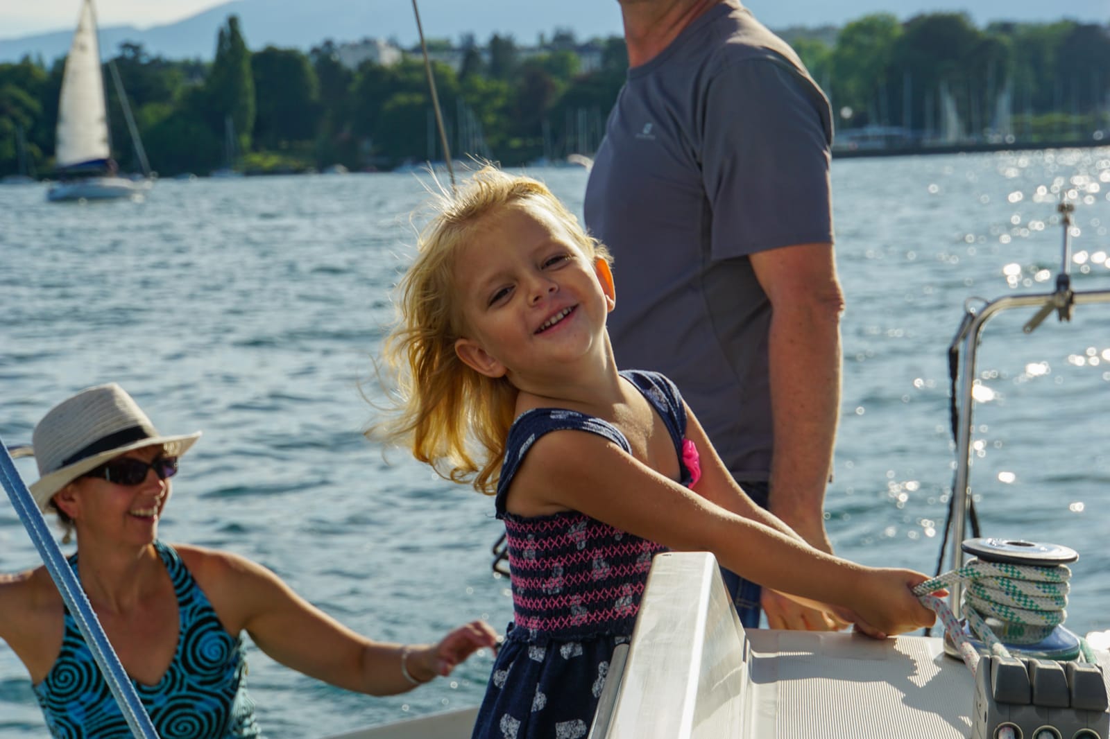 Sailing at Lac Léman with friends near Geneva, Switzerland.