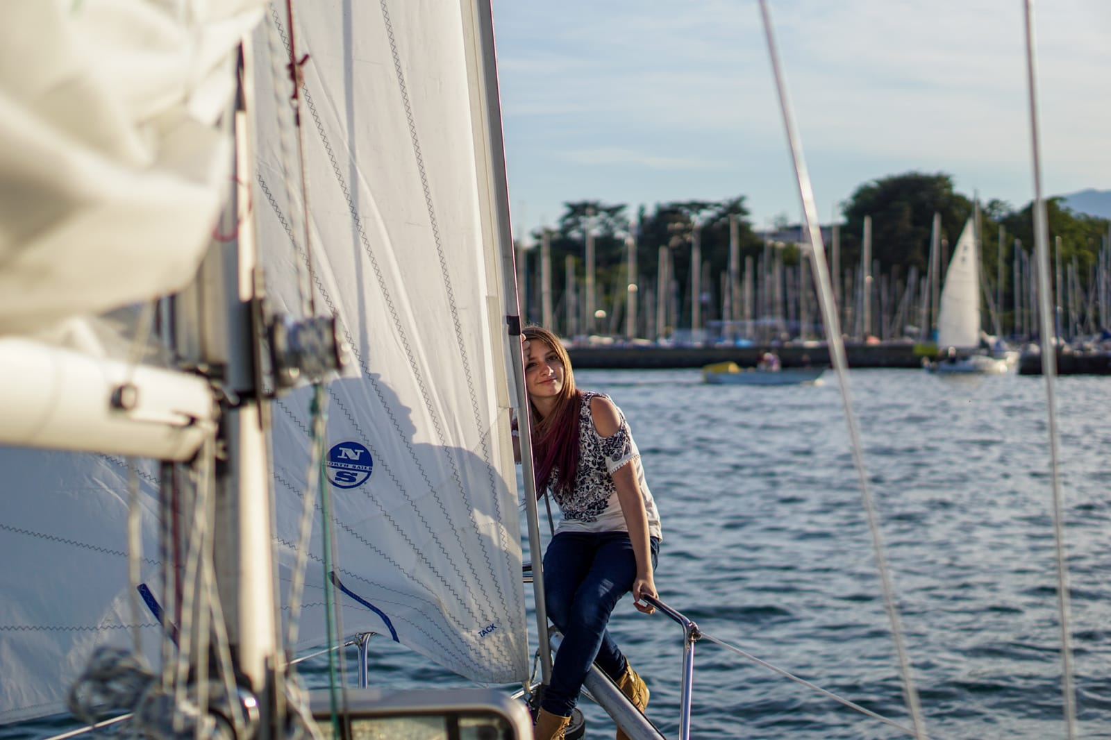 Sailing at Lac Léman with friends near Geneva, Switzerland.