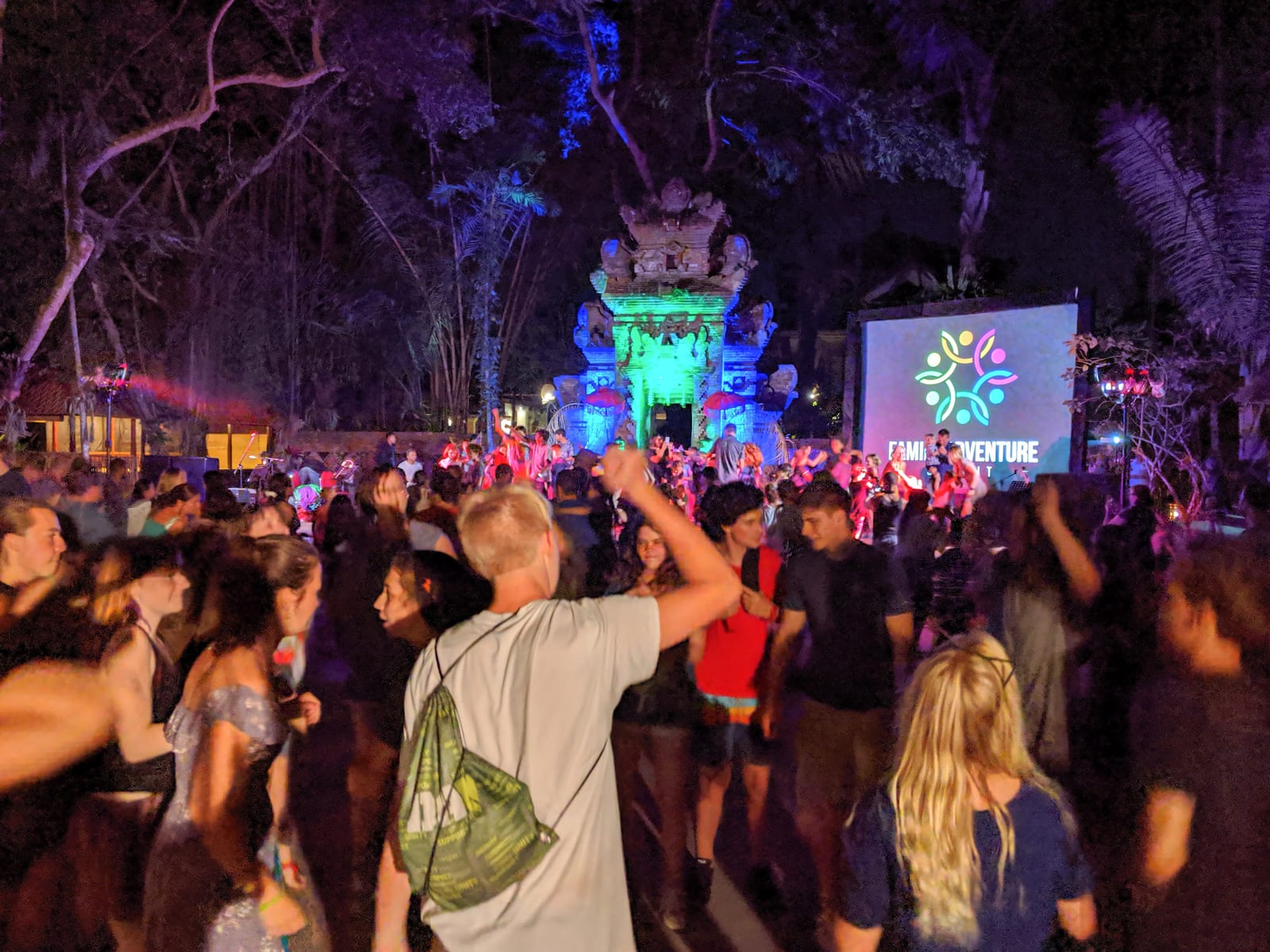 Dancing together under the lights at our closing dance party, where the community launched an impromptu fundraiser